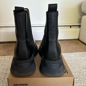 GANNI Chunky Leather Boots Black Size 40